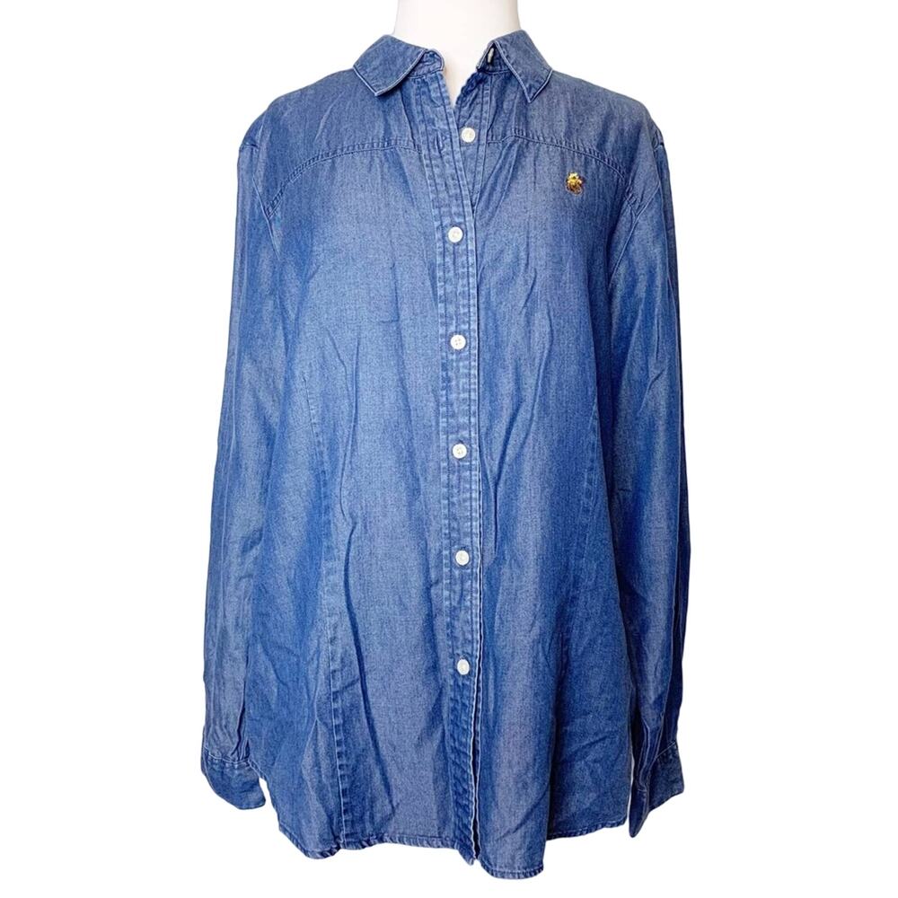 Nwot Pendleton Round Up Let Er Buck Chambray Top - image 1